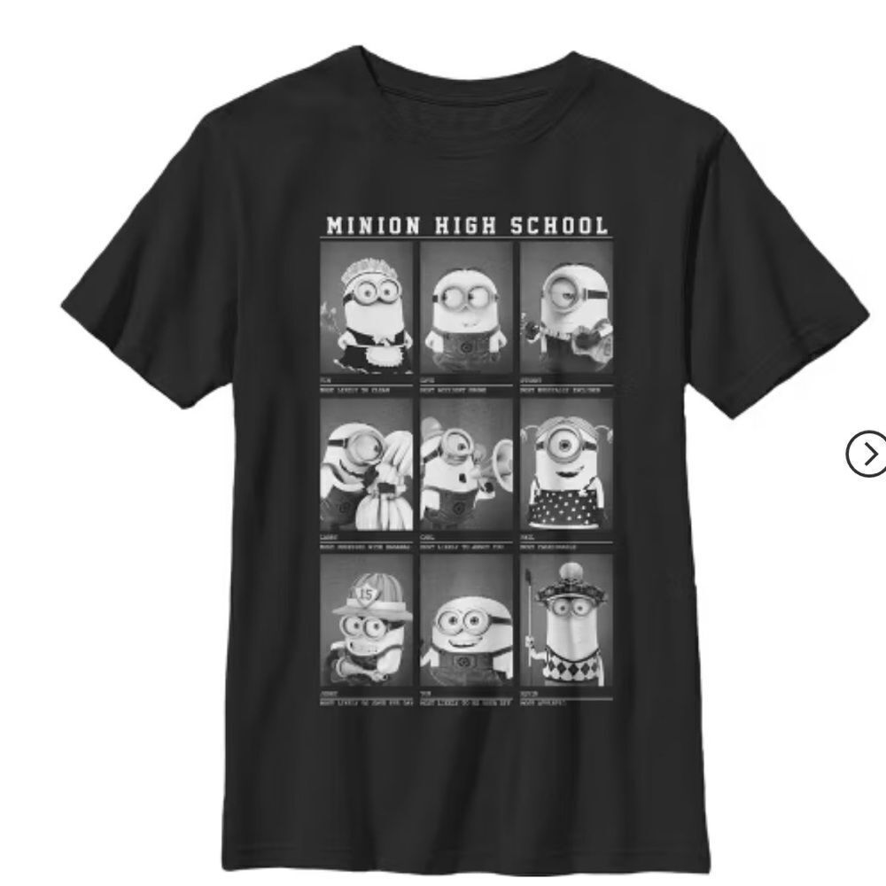 New without tags Minion Mens  Black Tee Shirt. Medium